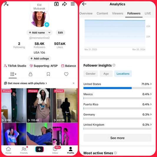 Old USA Tiktok 58k real followers high quality